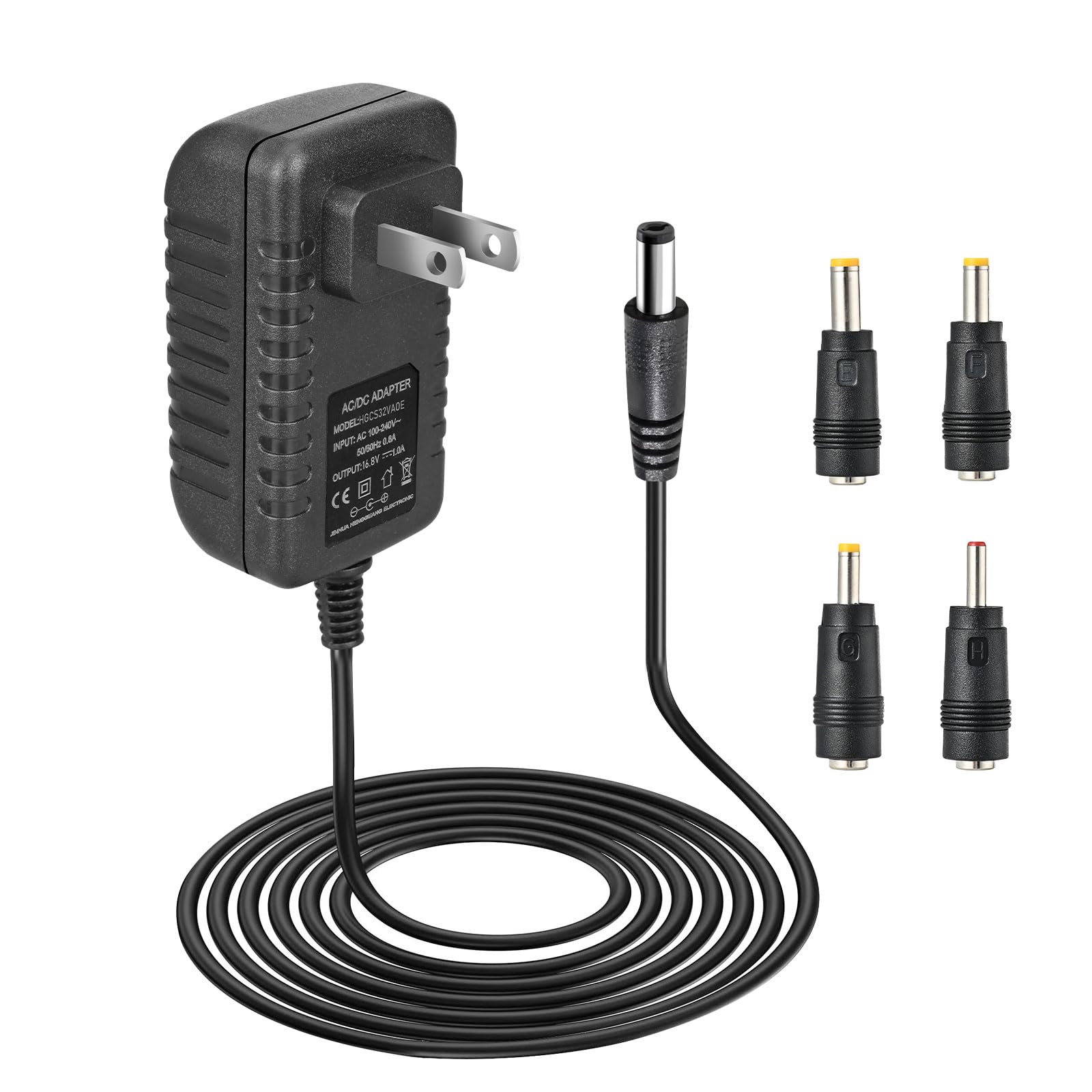 Moroxi adaptador frontal mostrando voltaje 16.8V y diseño compacto con seguridad