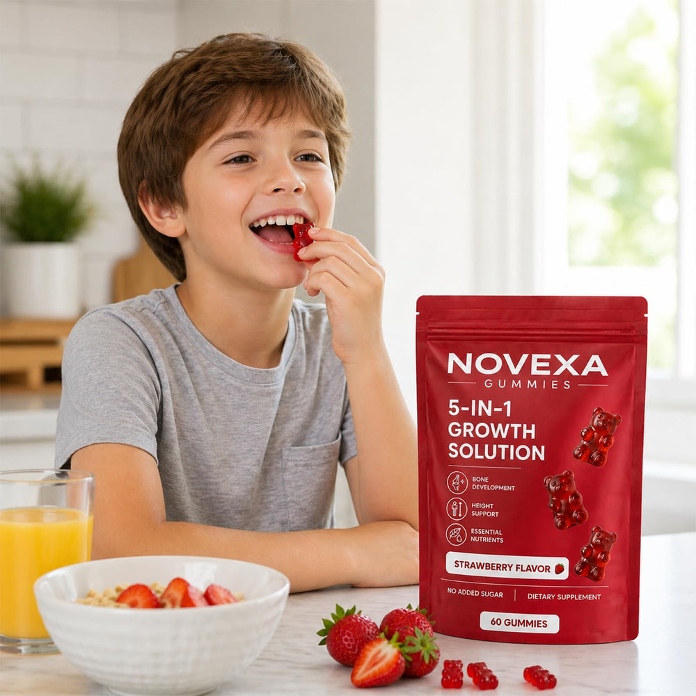 MORTAINE gomitas Novexa en rutina matutina mostrando conveniencia y sabor