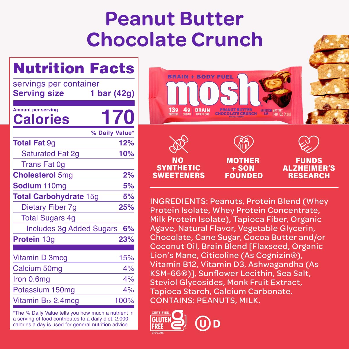 MOSH primer plano del crujiente de cacahuate para experiencia sensorial