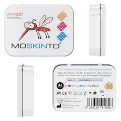 Moskinto paquete abierto mostrando 42 unidades, solución familiar