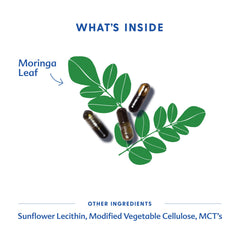 Motherlove Moringa detalle del extracto y textura, absorción rápida