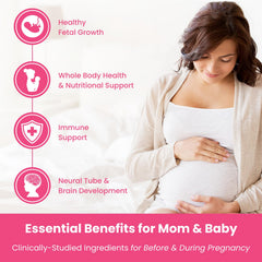 Madre feliz con bebé ilustrando uso de Mother's Promise para apoyar etapas de maternidad