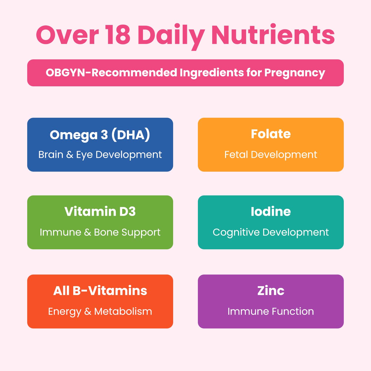 Etiqueta nutricional de Mother's Promise con información clara de nutrientes y dosificación