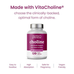 Mother's Promise etiqueta con ingredientes activos VitaCholine y dosis alta