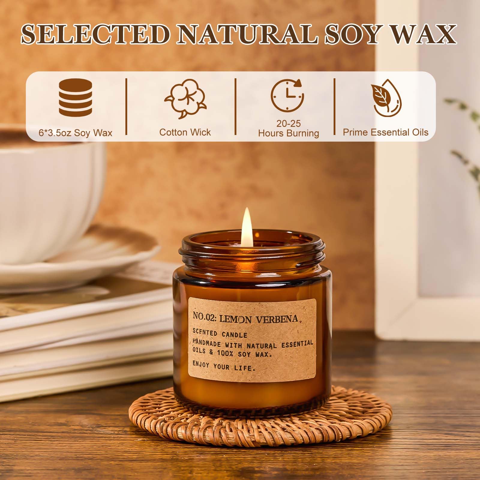 MOULENGGU vela encendida en salón aporta calidez y aroma acogedor