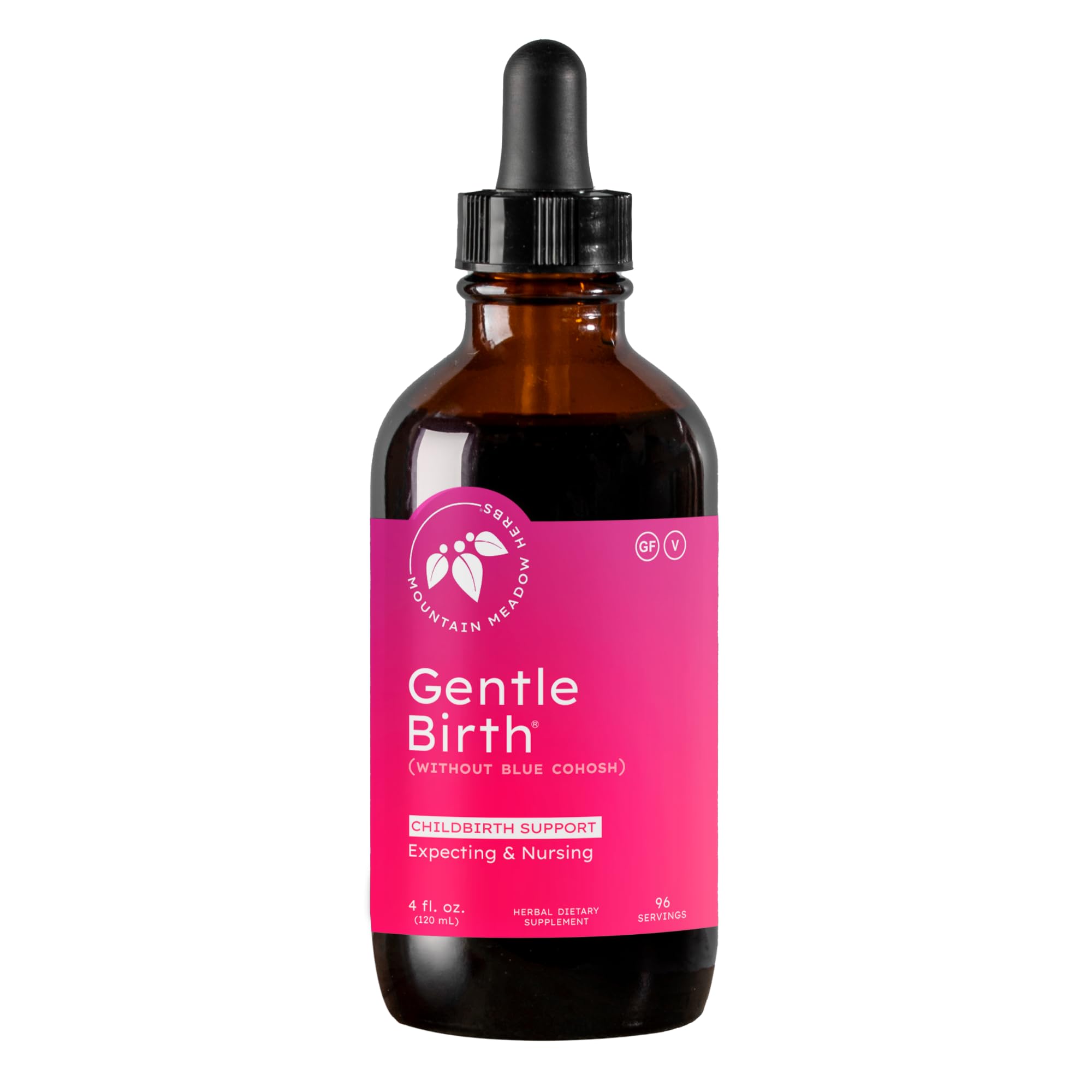 Mountain Meadow Herbs frasco frontal mostrando la etiqueta y claridad del extracto