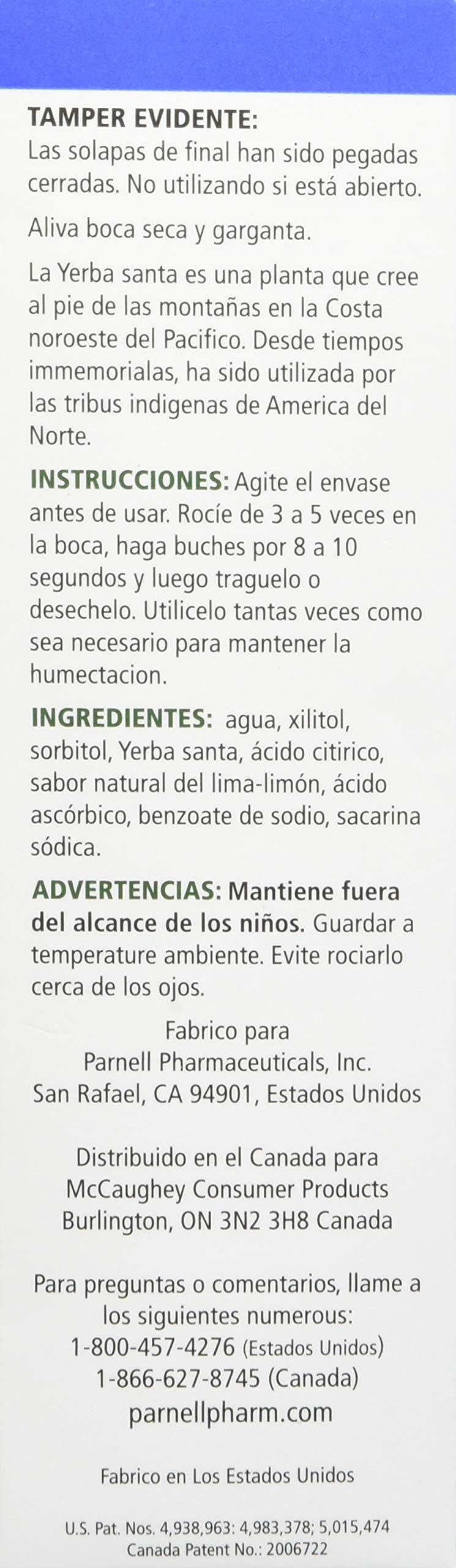 MouthKote etiqueta con ingredientes destacando yerba santa y xilitol