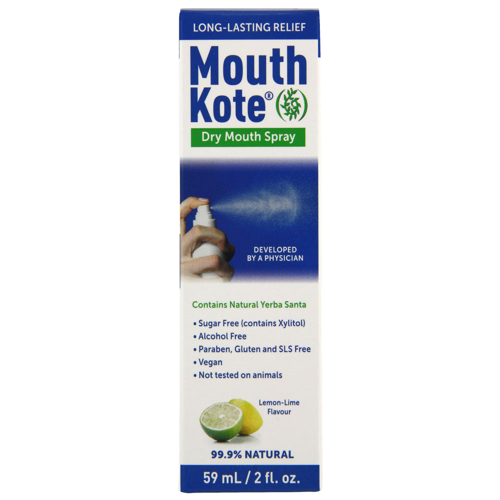 MouthKote envase frontal mostrando diseño y tamaño, alivio inmediato