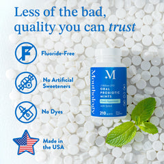 Mouthology botella abierta mostrando mints listas para consumir