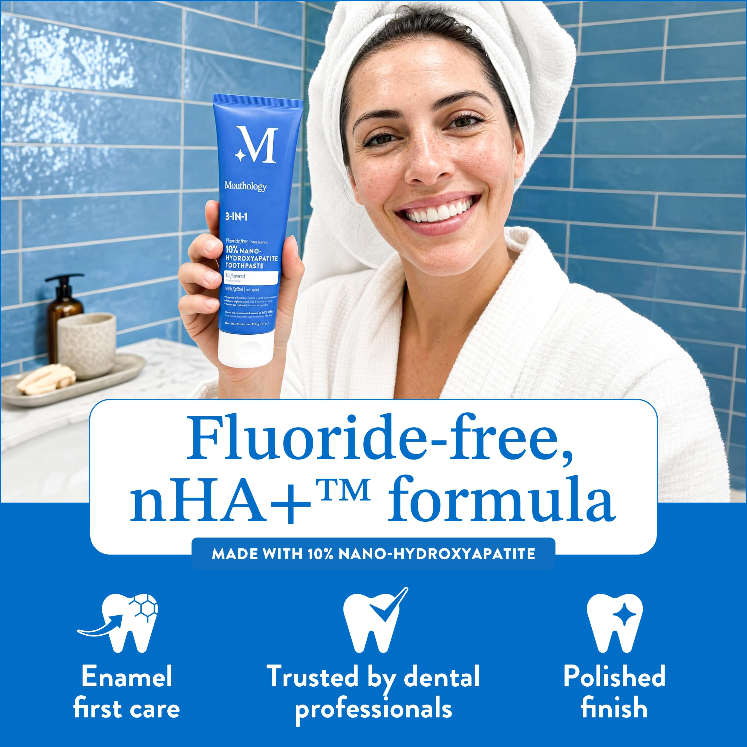 Mouthology macro de partículas nano-hidroxiapatita, refuerza cuidado del esmalte