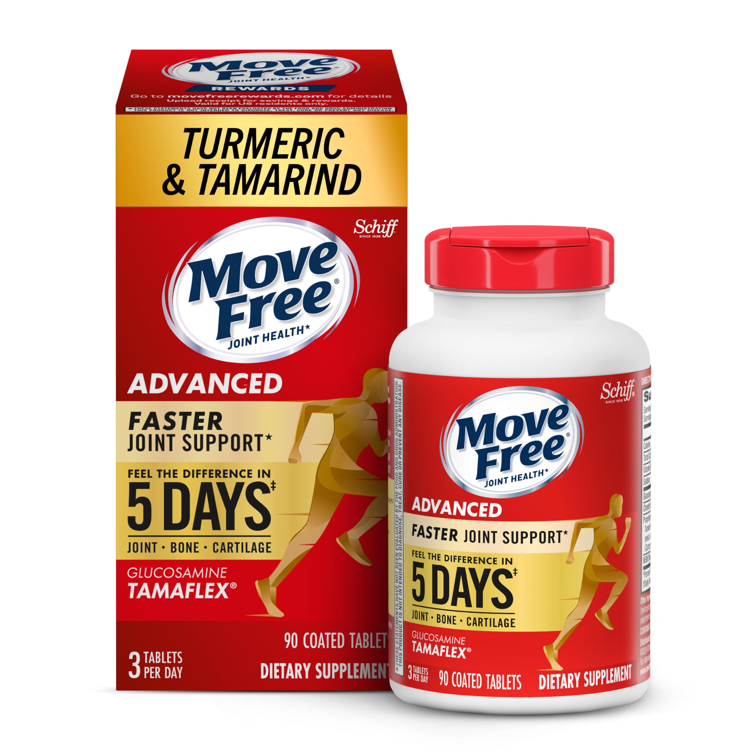 Move Free envase frontal de TamaFlex con diseño claro y beneficio visible