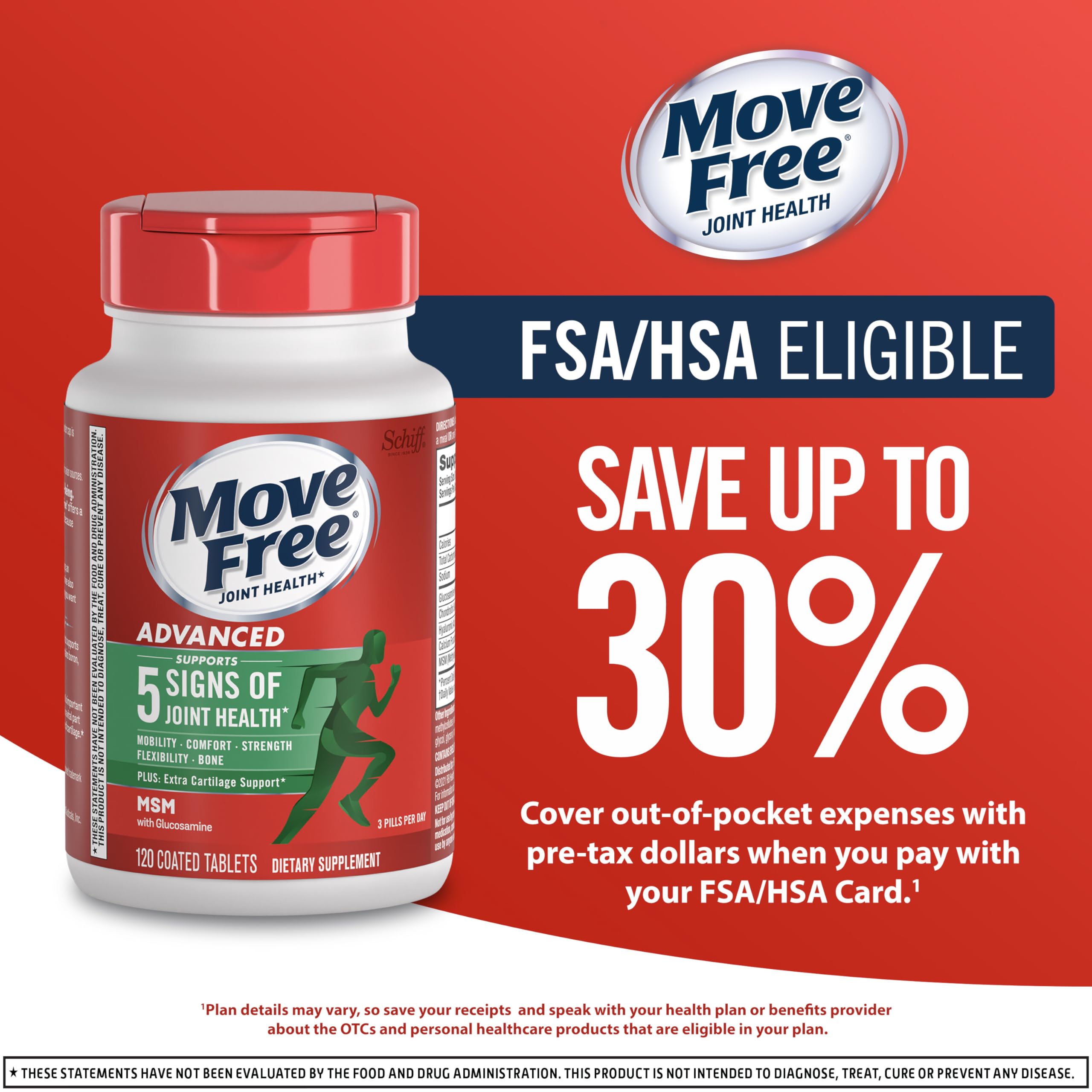 Move Free suplemento en uso por adulto activo para apoyar movilidad diaria