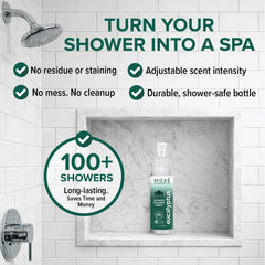 MOXĒ spray en ducha con vapor, refresca el ambiente y despeja