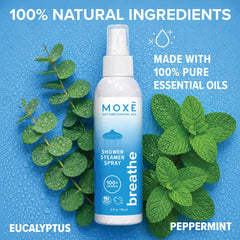 MOXĒ vapor aromático ilustrando eucalipto y menta para despejar vías