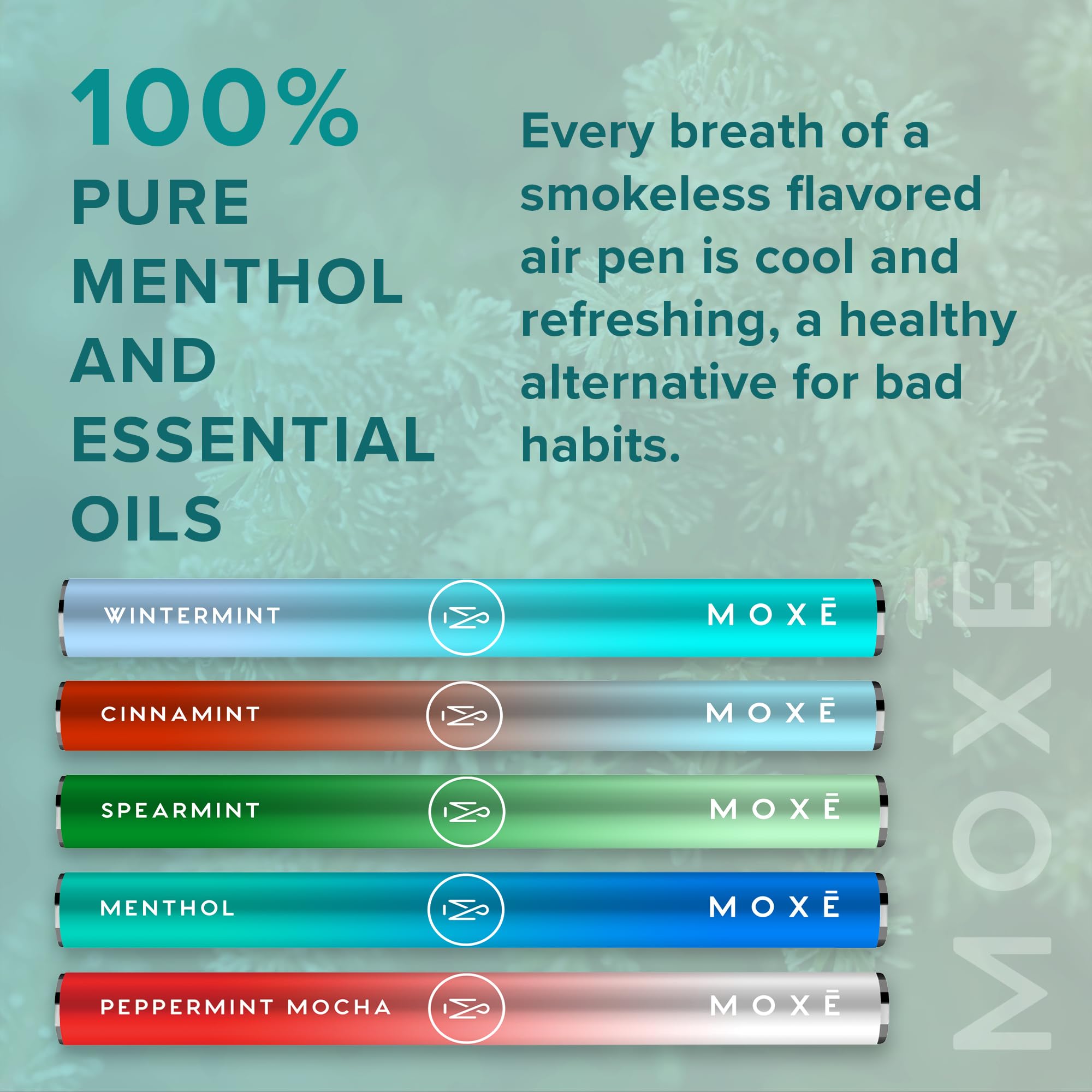 MOXE etiqueta del envase con lista de ingredientes naturales visible