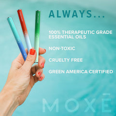MOXE etiqueta con ingredientes y beneficios naturales legibles