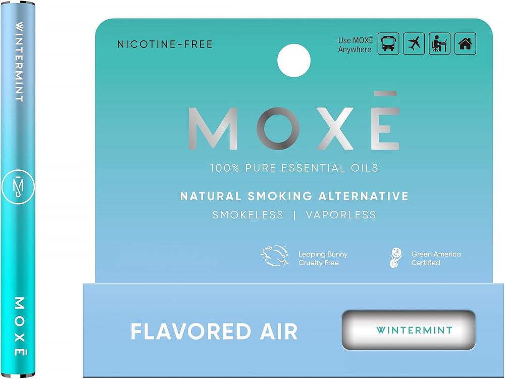 MOXE inhalador frontal mostrando diseño compacto y discreto para refrescar
