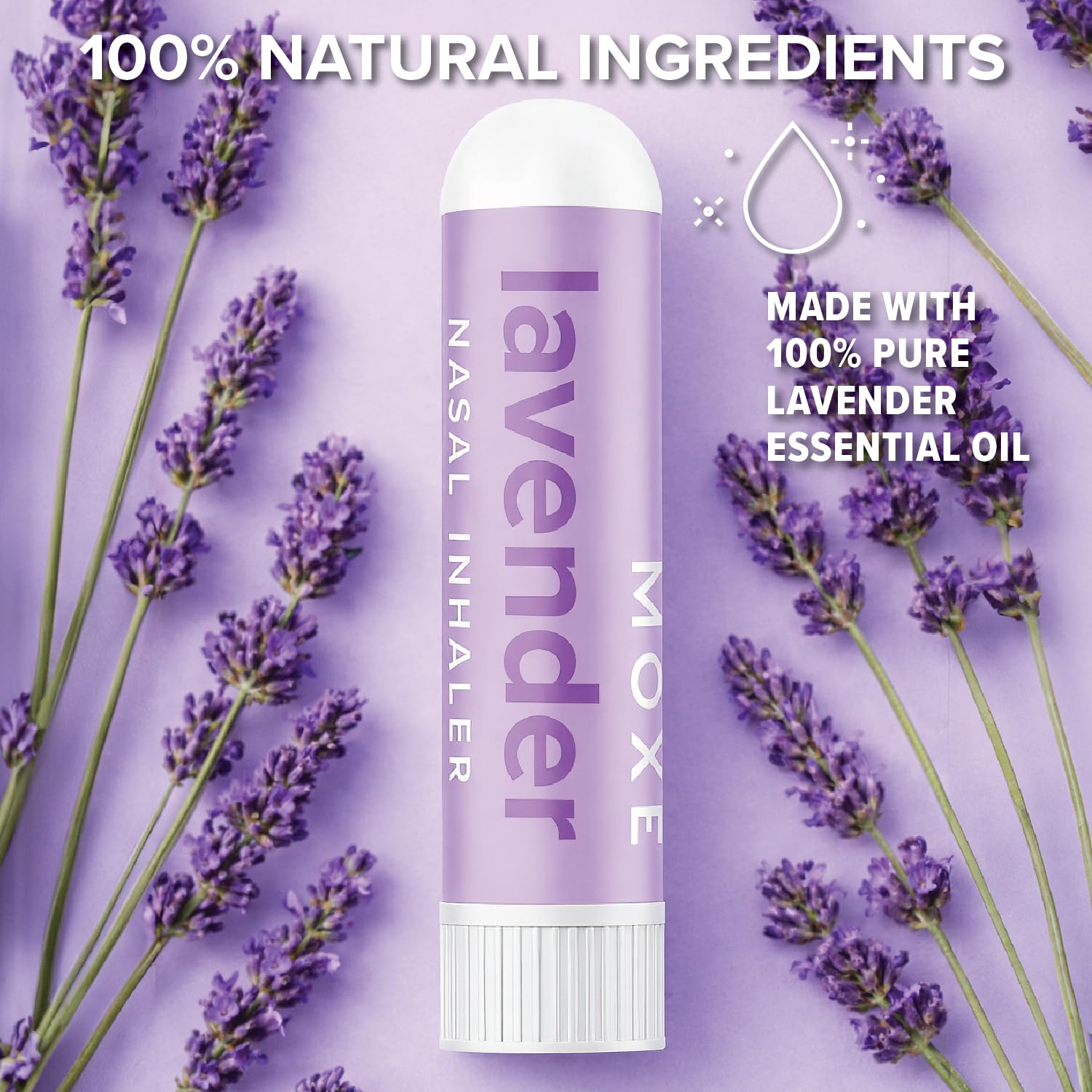 MOXĒ inhalador con tapa abierta indicando cómo se usa fácilmente