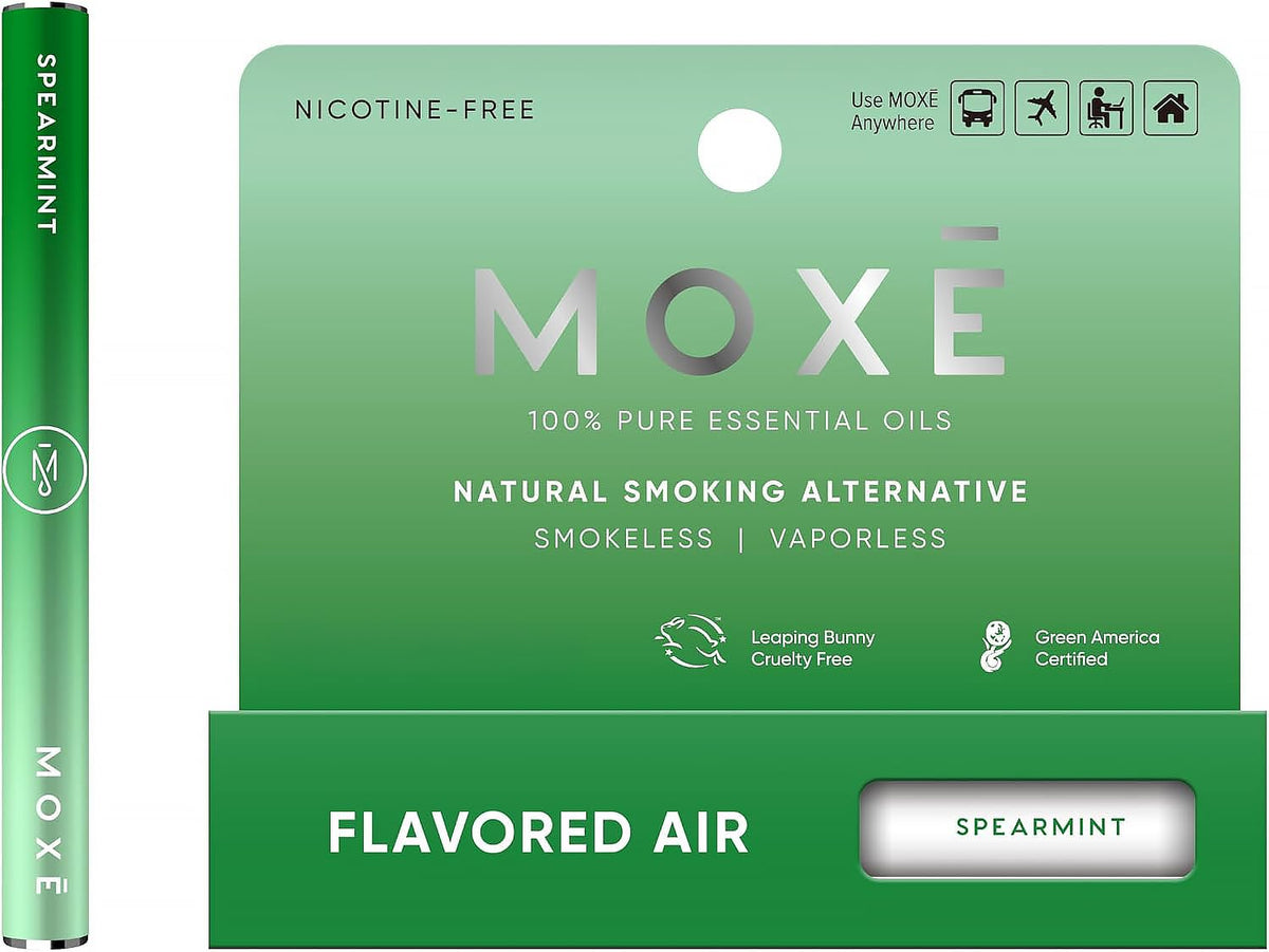 MOXE inhalador frontal mostrando diseño compacto y beneficio portátil