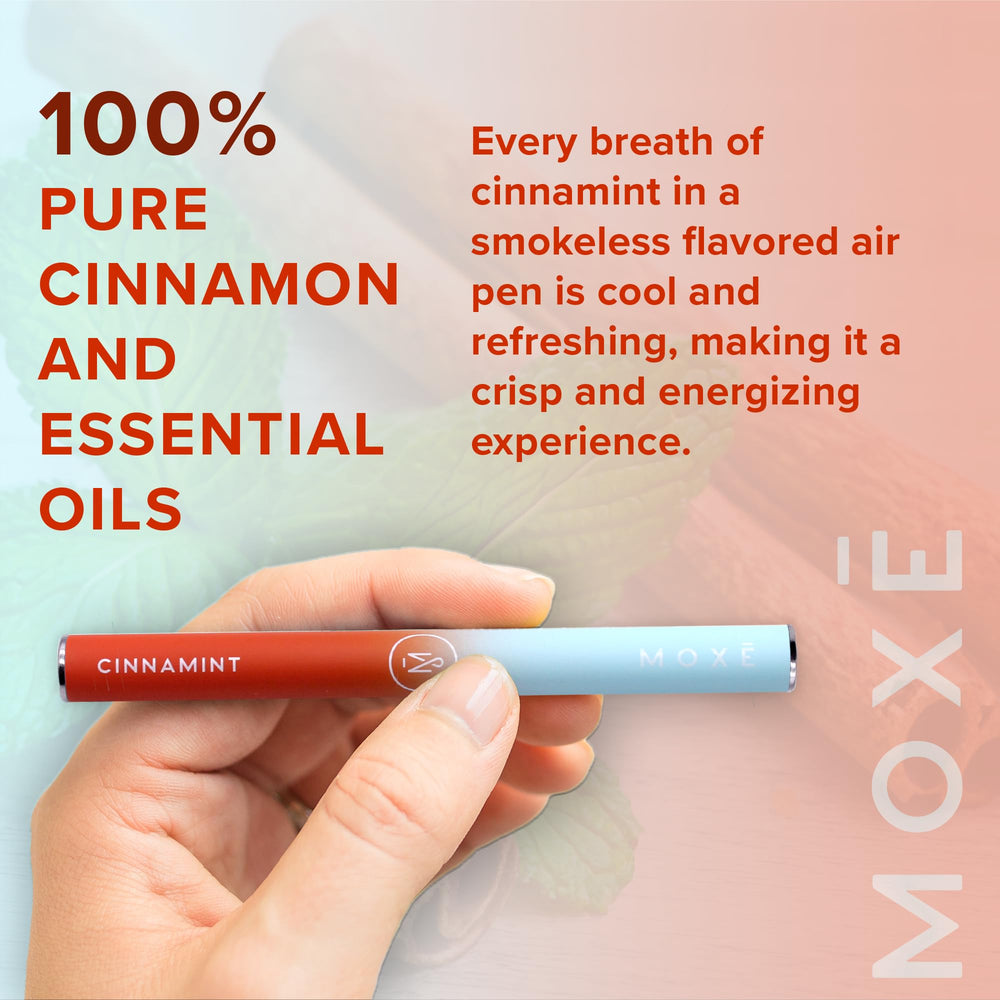 MOXE inhalador en mano demostrando uso inmediato y control de antojos