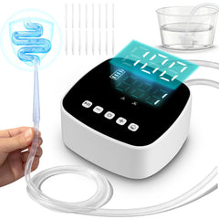 MPADQ frontal del kit enema mostrando diseño portátil y almacenamiento
