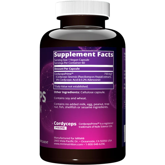 MRM Cordyceps CS-4, cápsulas, ideales para mantener un rendimiento sostenido a lo largo del día.