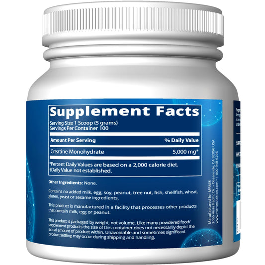 MRM Creatina Monohidrato 500, cucharita medidora para dosis constantes durante el entrenamiento.