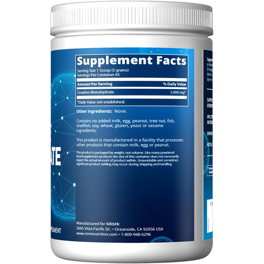 MRM creatina monohidrato micronizada, envase de 325 g para uso diario