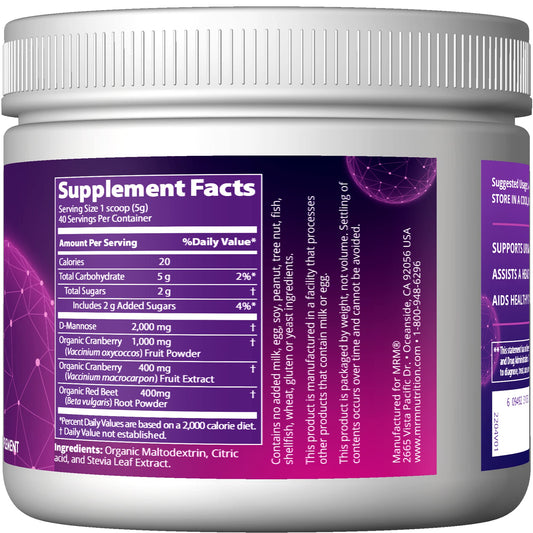 MRM D-Mannose Cranberry: polvo listo para mezclar en agua