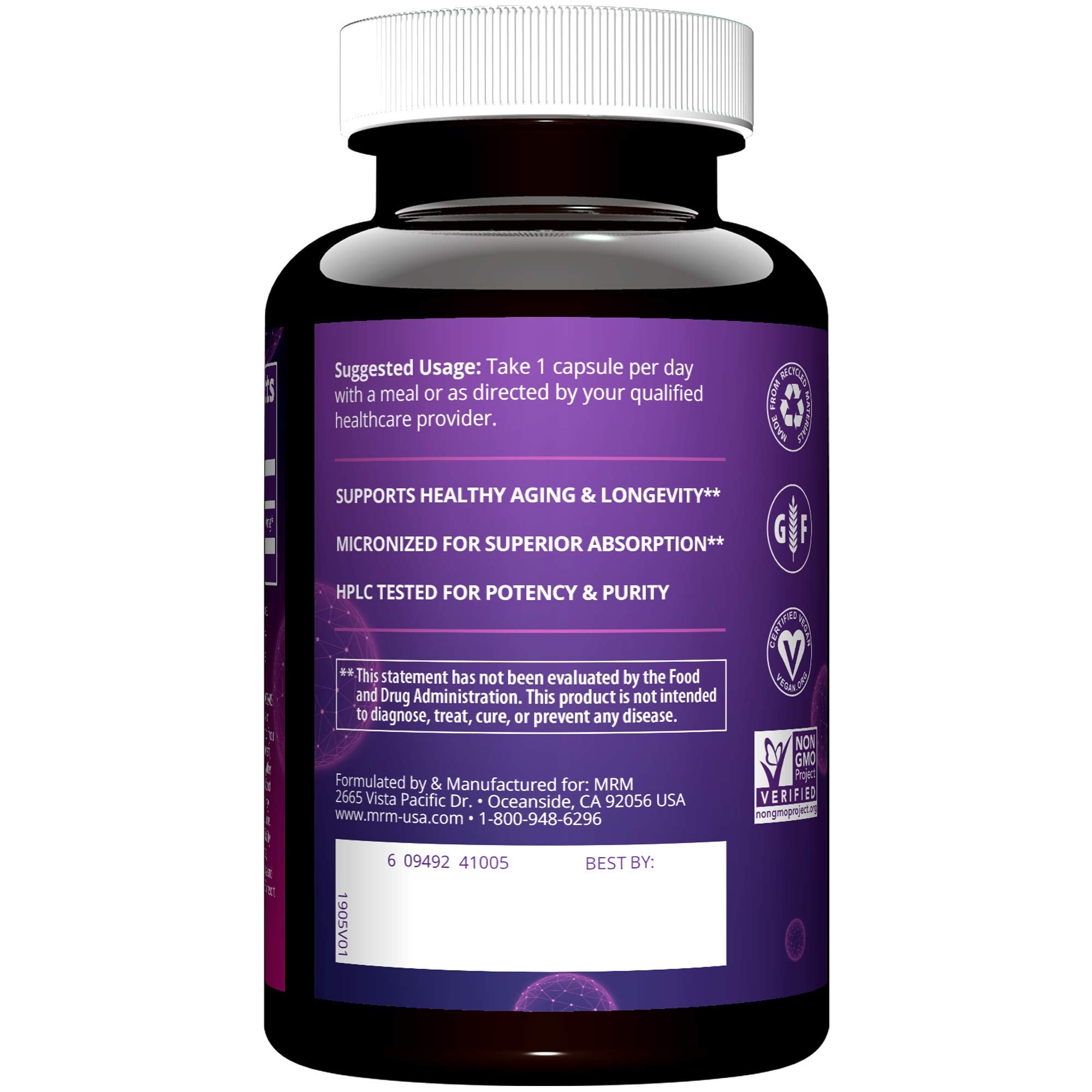 MRM DHEA 50mg primer plano de la cápsula que resalta la textura micronizada para mejor absorción