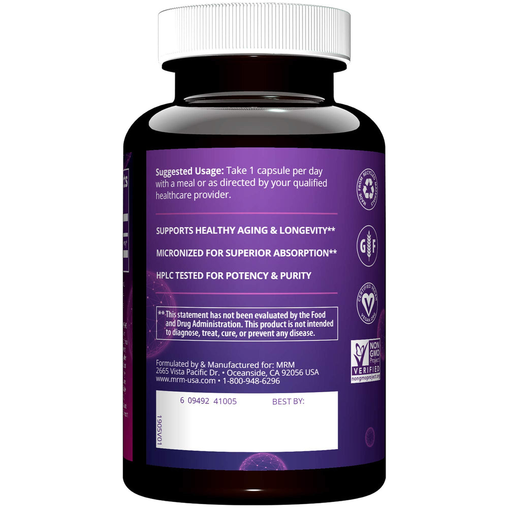 MRM DHEA 50mg primer plano de la cápsula que resalta la textura micronizada para mejor absorción