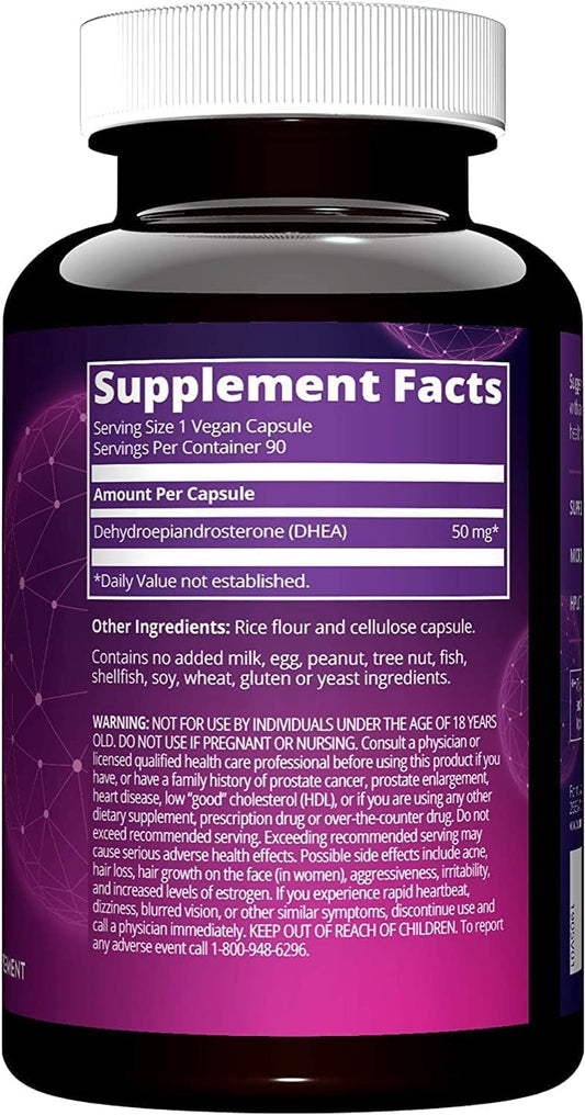 MRM DHEA 50 mg – cápsulas micronizadas para mejor absorción diaria.