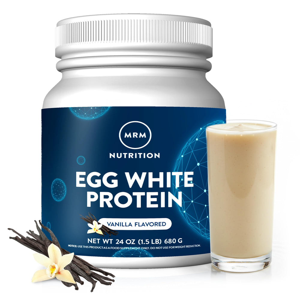 MRM envase frontal mostrando proteína clara de huevo y beneficio de 23g proteína