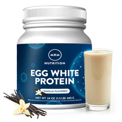 MRM envase frontal mostrando proteína clara de huevo y beneficio de 23g proteína