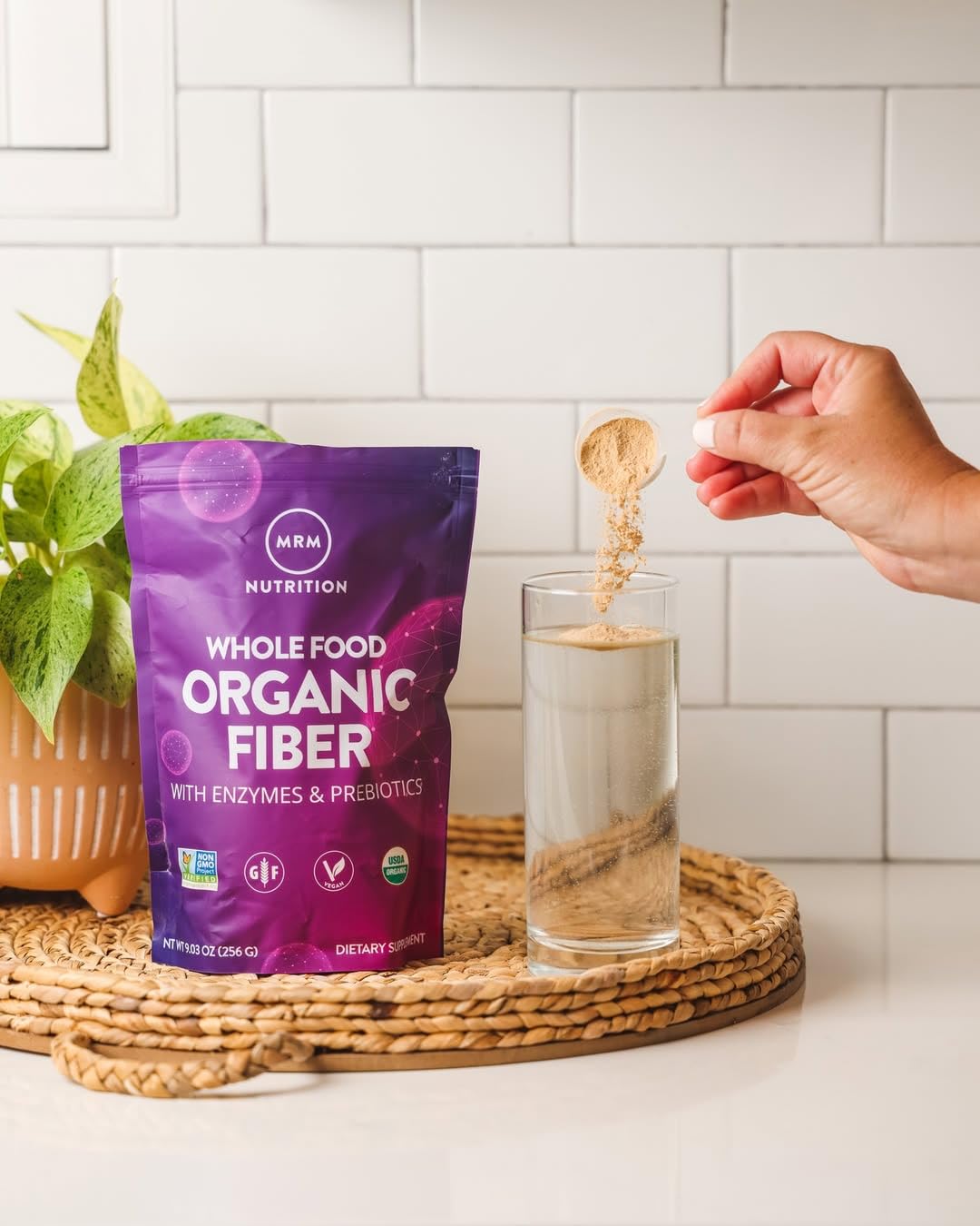 MRM Etiqueta sin gluten vegana y orgánica.