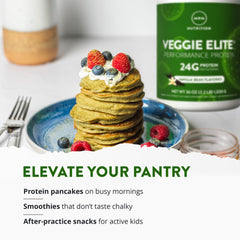 MRM pancakes con proteína Veggie Elite para desayuno nutritivo