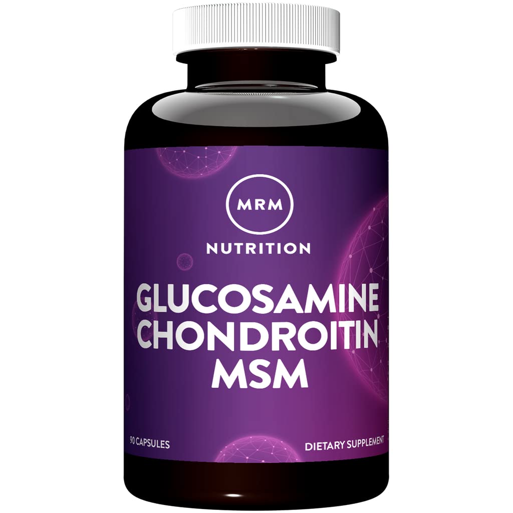MRM Glucosamina Condroitina MSM envase de cápsulas para apoyo articular diario.