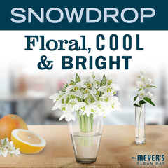 Mrs. MEYER'S vela Snow Drop cera y mecha sin plomo en detalle, combustión más limpia