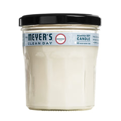 Mrs. MEYER'S vela Snow Drop vista frontal en frasco de vidrio, aporta aroma invernal