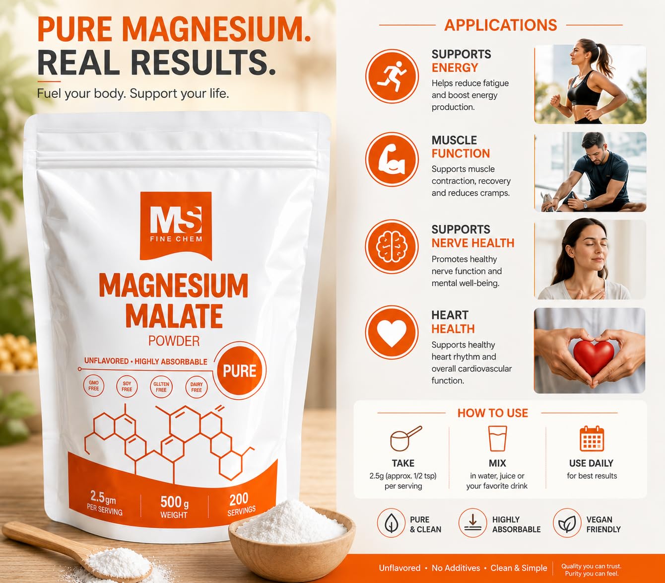 Batido saludable con MS Finechem Magnesium Malate Powder listo para consumo