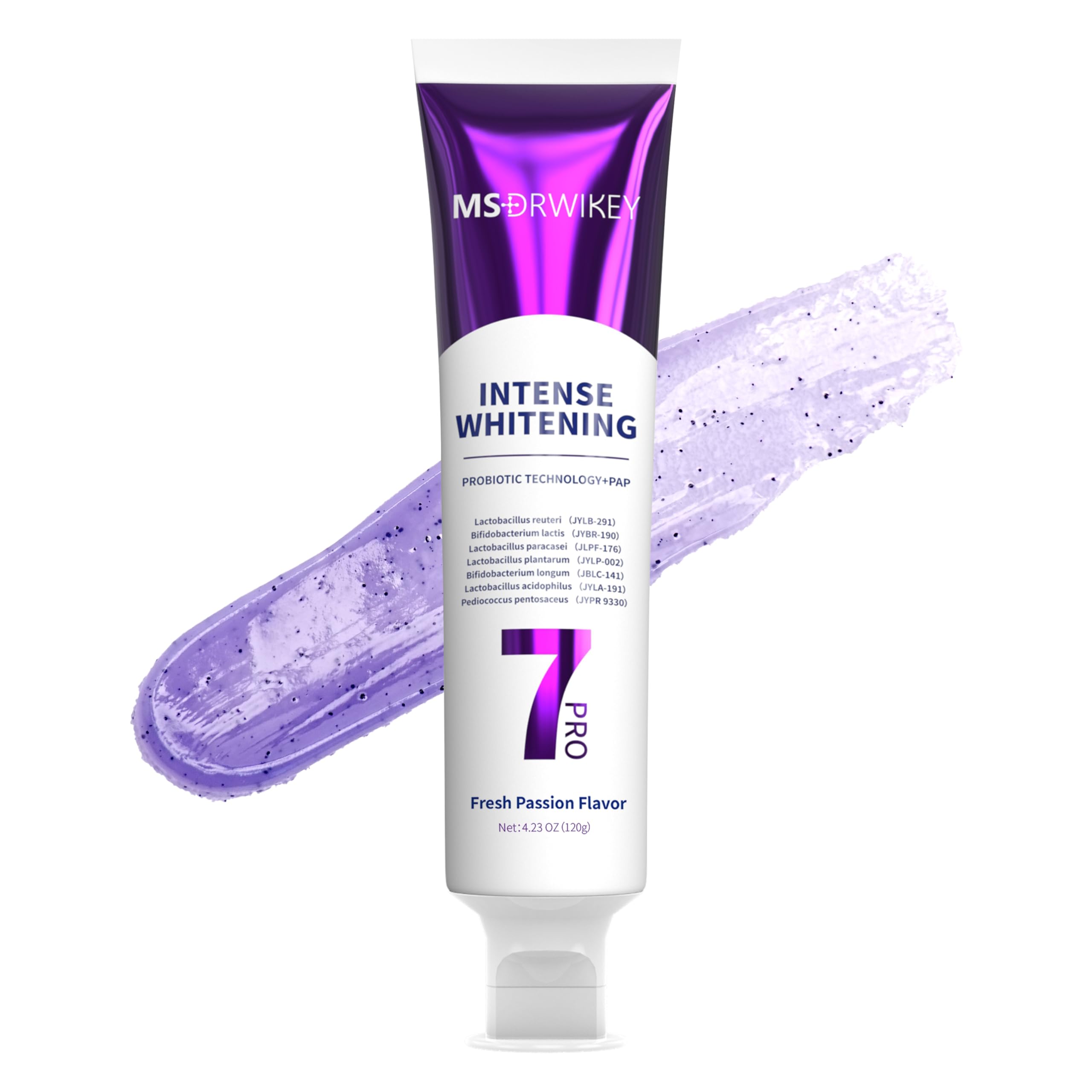 MSDRWIKEY envase frontal mostrando diseño y beneficios para sonrisa más blanca