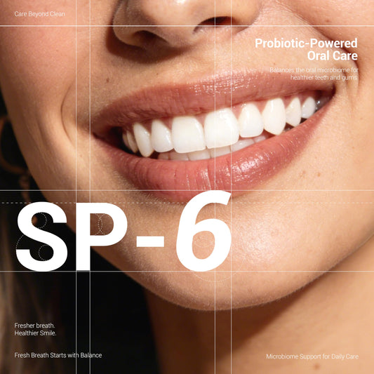 MSDRWIKEY tubo SP-6 en primer plano resaltando probióticos y blanqueo