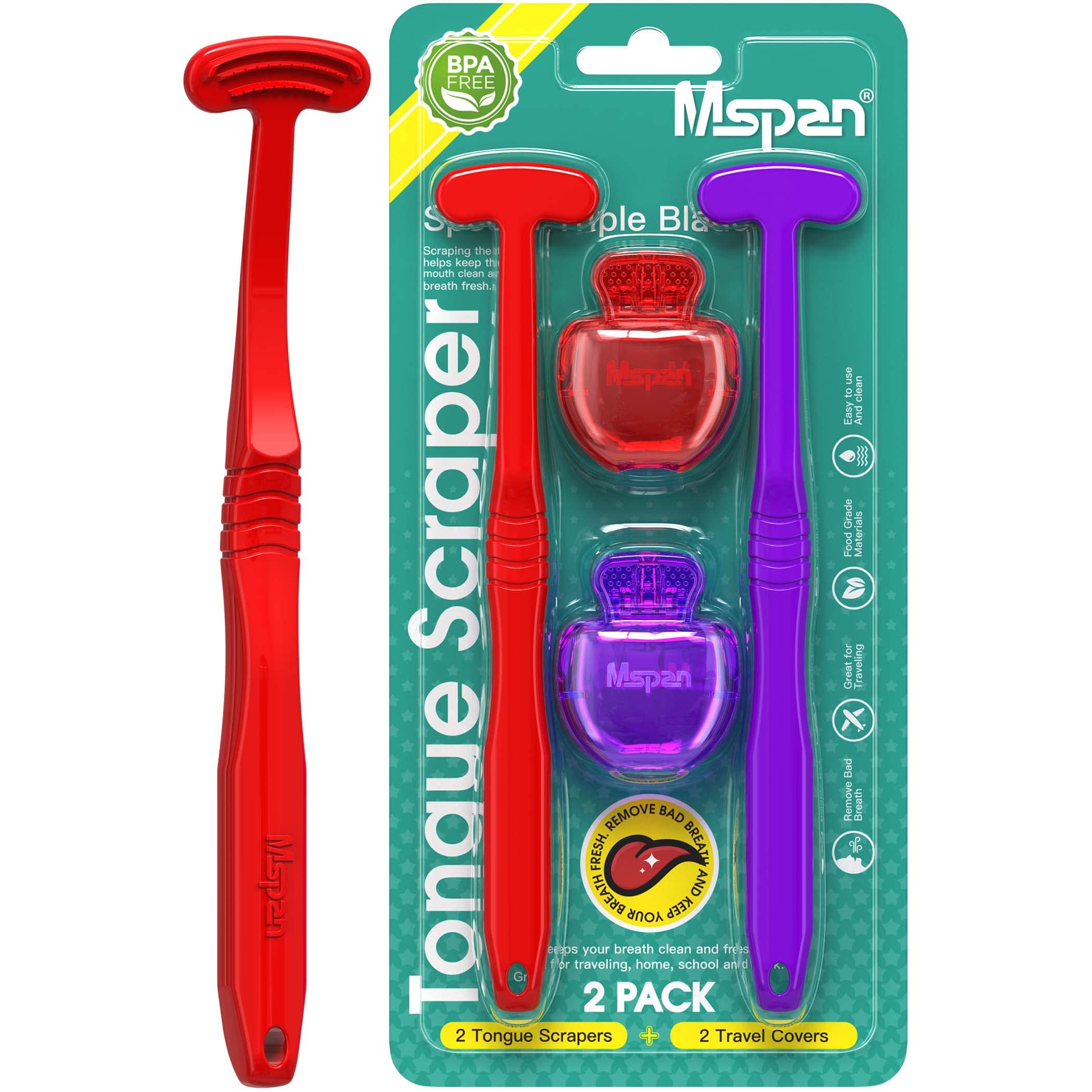 Mspan vista frontal del raspador con estuche, limpieza portátil y protección