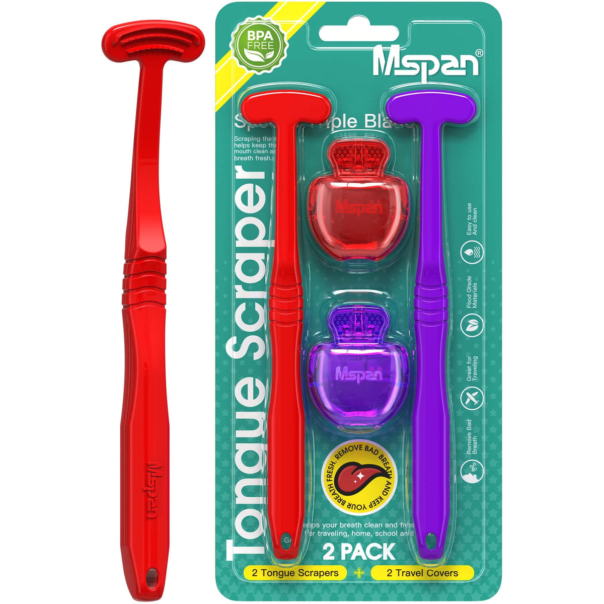 Mspan vista frontal del raspador con estuche, limpieza portátil y protección