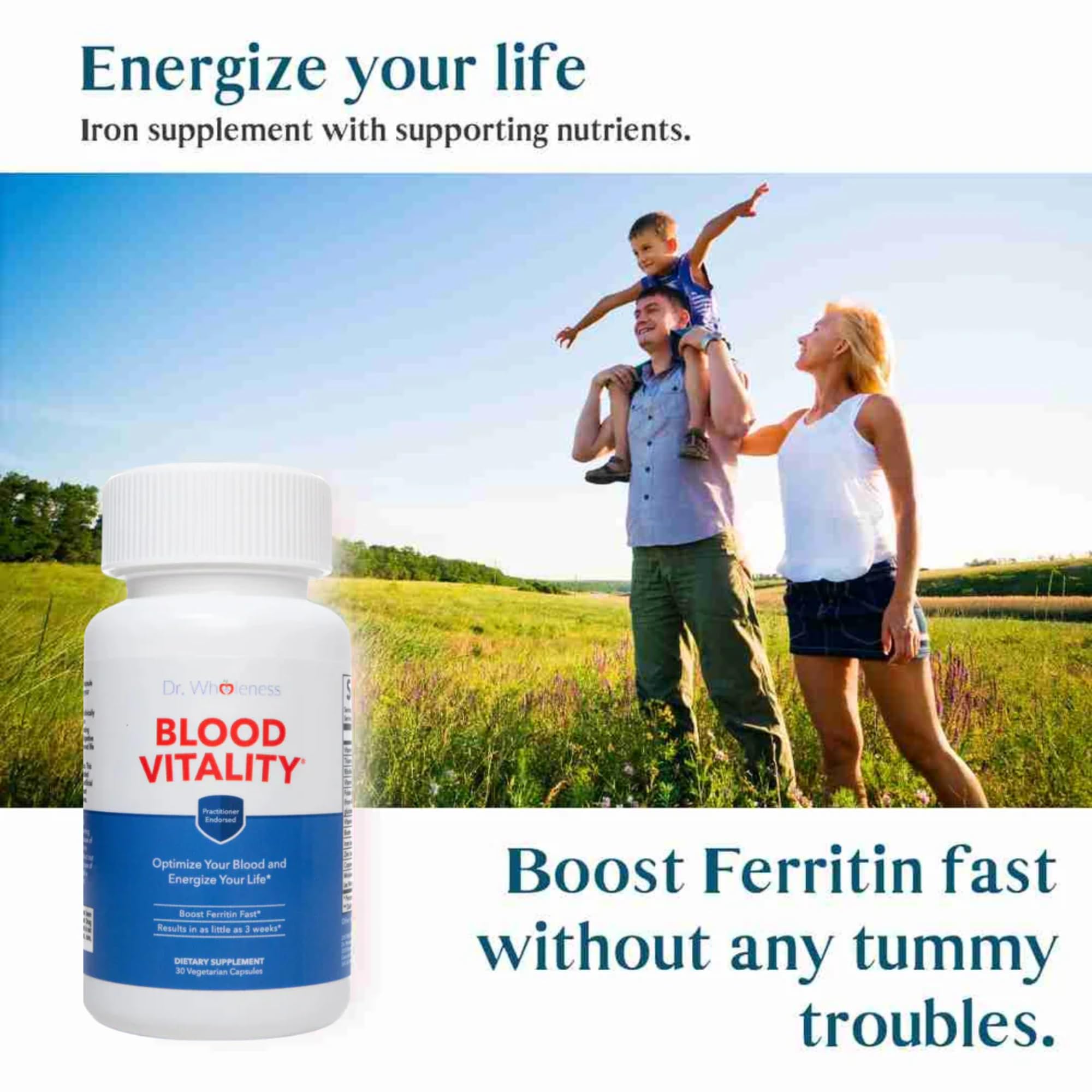 Mt. Capra Dr. Wholeness etiqueta con lista de ingredientes que destaca formas absorbibles