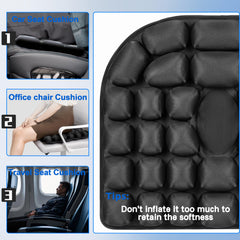 MTGKY cojín en uso en asiento de avión aportando soporte ergonómico