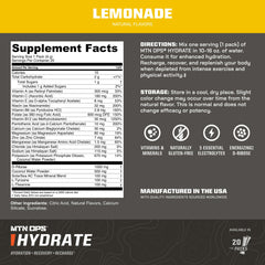 MTN OPS vaso con bebida preparada sabor limonada, hidratación refrescante