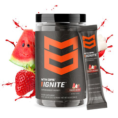 Vaso con bebida Ignite preparado por MTN OPS, energía instantánea y refrescante