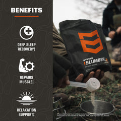 MTN OPS cuchara medidora con polvo demostrando la dosis recomendada por toma