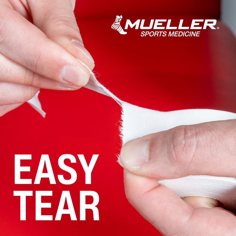 Mueller cinta en muñeca ilustrando refuerzo seguro y ajuste confortable